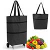 LLELEMAMO Borsa della Spesa Pieghevole con Ruote 23L, Carrello per Supermercato (C)