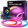 nomiou RGBIC - Striscia LED neon LED 5 m, con controllo app, cambia colore, per soggiorno, camera da letto, decorazione da parete