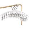 QIUPFGUT Asciugacapelli per calze, biancheria intima, in acciaio inox, struttura di asciugatura antivento, per stendibiancheria, appendiabiti per asciugare gli asciugamani (2 pezzi,10 clip ciascuna) (Bianco)