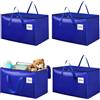 Withosent 100L Borsa Portaoggetti Grande, 4 Pezzi Impermeabile Borse di Stoccaggio Trasloco con Cerniera e Maniglia, Pieghevole Scatole Armadio Viaggio per Vestiti, Coperte, Trapunte, Blu