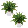 Fairblo 2 Pezzi Piante Finte da Interno Piccole con Vaso Succulenti Finti | Piante Artificiali Agave Pianta Finta in Plastica Piantes Grasse Finte Grandi Decorazioni per Ufficio Bagno Camera Cucina