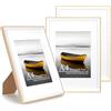 Baoee Cornice A4 in rovere bianco bicolore con supporto da 15 x 20 cm, set di 3, cornice per foto con vetro acrilico, cornice per poster, certificati, montaggio a parete