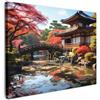 MuchoWow© Stampa su Tela Quadri da Salotto Moderni Soggiorno Canvas per | 40x30 cm - bagno Foto Decorazioni Parete Giardino giapponese - Fiume - Alberi - Natura - Giappone