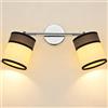 KnLnny Ware Applique da Parete Regolabile 2 Luci, Lampada da Parete Orientabile Girevole con Paralume in Tessuto, E14 Luce a Parete Doppia per Camera Letto Soggiorno, Lampadina Non Inclusa, 220-240V
