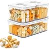 Mujiluxe Scatola per Formaggio, Conservazione Salumi Frigorifero, Scatola per Salumi E Formaggi Frigo con Datario E Anello di Tenuta,impilabile,adatto per La Conservazione di Formaggi E salumi,Set da 3 pezzi