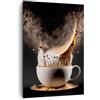 ARTTOR Moderno Quadro su Tela 50x70 cm Verticale Cucina - 5718 | Caffè Latte Tazza Quadro Decorativo Piccolo Soggiorno Camera da Letto Decorazione da Parete Arte da Parete ARTTOR