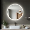 SIRHONA Specchio da bagno con illuminazione 70 cm, Bluetooth, dimmerabile, 3 colori leggeri, anti-appannamento, memoria, IP44, 3 x lente d'ingrandimento, specchio LED bagno, sensore tattile