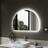 SIRHONA Specchio da bagno 100 x 70 cm, luminosità dimmerabile e 3 colori regolabili, memoria, IP44, funzione antiappannamento, specchio a metà cerchio bagno con illuminazione, design senza confini