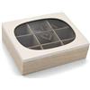 com-four® porta tè con 9 scomparti, scatola in legno con coperchio