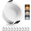 HOMEOW Faretti LED da Incasso per Cartongesso Antiriflesso, 7W IP44 220V | Foro 72mm - 80mm Faretto da Soffitto, 2700K 4000K 6000K per Cucina Bagno, Set di 10