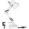 Mediawave Store - Lampada da Scrivania 2 in 1 in Metallo con Braccio Flessibile e Morsetto, Lampada per Lettura e Lavoro, Gancio per Mensola, Morsetto, Metallo, Regolabile, 72507 (Bianco)