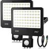 HAPYLUMI 50W Faretto Led da Esterno con Sensore di Movimento, 2 Pezzi Faretti Esterni con PIR 5000LM 6500K Bianco Freddo, IP67 Impermeabile Faro LED per Terrazza Giardino Garage Vialetto