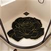 Treer Tappeto Doccia Antiscivolo, Forme di Fiori Tappetino Doccia Antiscivolo in Luffa PVC, Senza Ventose, Tappetino da Bagno Asciugatura Rapida con Scarico, per Vasca Bagno (Nero,60x60cm)