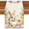 Aitsite Runner da tavola per Pasqua, coniglio, uovo di Pasqua, runner da tavola primavera, lavabile, impermeabile, moderno, decorazione per feste (coniglio uovo di Pasqua, 40 x 180 cm)