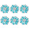FINGERINSPIRE 6 pezzi Bottoni con strass in rame e fiore, 26 mm, con cristallo ciano, bottoni da cucire con 1 foro e retro piatto, bottoni a forma di fiocco di neve con strass a griffa per lavori fai