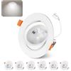 Jaenmsa Faretti LED Soffitto Incasso Cartongesso, Faretti da Incasso 10W Foro Φ 90-100mm 960 Lumen 6000K Luce Fredda, IP44, 30-60° Angolo Regolabile, per Interni e Commerciale, Set di 6