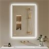 Archaluxe Specchio Bagno Con Luce 60x80 cm, Specchio Da Bagno Led, Anti-Appannamento, Led Con Interruttore Touch, Dimmerabile, 3 Colori Di Luce, Specchio Da Parete Orizzontale/Verticale