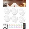 Tedmos Luce LED Armadio RGB Ricaricabile USB, 2400mAh Faretti LED Adesivi | Telecomando, Touch, Magnetica, Dimmerabile, Luci Vetrina LED a Batteria senza Fili Rotonde per Sottopensile Cucina, Mensola