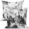 ASDCXZ Fodere Cuscini Primavera Floreale 40x40 Set di 2, Acquerello Astratto Nero Fiori Foglie Quadrato Divano Decorazioni Federe Cuscino Copre Lavabile Poliestere Tessuto Esterno Copricuscini