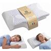 Domus Dream Cuscino per Cervicale Memory Foam Made in Italy, 60x35cm H 9-12,5cm | Cuscino a Farfalla per Cervicale Trattato con Ozono Therapy Igienizzante e Sanitized Antiacaro, Antifungineo e Antibatterico