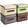 Meng Jiaran Confezione da 4 scatole pieghevoli con coperchi, in tessuto con manici, scatole portaoggetti pieghevoli per vestiti, giocattoli, libri, armadio, camera da letto, casa, 25 x 19 x 16 cm (beige, caffè,