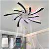 KVOYYIRA Lampadario Ventilatore Silenzioso Camera Da Letto, Lampadario Con Pale Per Bambini RGB LED Dimmerabile Reversibile, Ventilatore Soffitto Con Luce Con Motore CC Compatibile Con Alexa, Nero