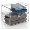 mDesign Scatole portaoggetti grandi in plastica trasparente, impilabili e rigide, con cassetto rimovibile, per scarpe, accessori e altri oggetti, confezione da 2