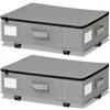 YushengTai Cassettiera sottoletto con ruote, rotazione a 360°, 2 pezzi, 60 l, con coperchio trasparente, montaggio rapido, per piumini, vestiti, scarpe e coperte (grigio scuro)