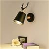 Mengjay Creativo Applique da Parete Moderno Lampada da Parete Semplice Lampada a Muro E27 Testa di Cervo Nordico Stile Art Deco per Camera da Letto dei Bambini, Ristorante, Corridoio, Scale (A, Nero)