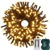 Tacobey Luci Albero di Natale a Batteria, 20M 200 LED Catena Luminosa con Telecomando, 8 Modalità, Impermeabile, Timer, Luci Natalizie da Esterno ed Interno, Cavo Verde Scuro - Bianco Caldo