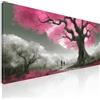 CheQuadro! Quadro moderno soggiorno, quadro grande, Albero con Fiori Rosa e Coppia al Tramonto, su tela, intelaiato pronto da appendere bow1-150x70 cm