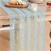 Artoid Mode Garza Tulle Glitter Foil Azzurro Oro Runner da Tavolo 70 x 300 cm, Decorazione da Tavolo da Cucina Interni Vacanze Feste Compleanno Matrimoni