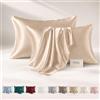 FIBRE EST. 1976 - Federe Cuscino Letto in Raso Satin Effetto Seta 50x80cm, Federa Copri Cuscino Setosa al Tatto con Effetto Antirughe e Pieghe Viso, Chiusura Senza Fastidiosi Bottoni (Sabbia)