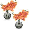 Hollyone 2 orchidee artificiali in vaso, piccole orchidee finte con vaso di vetro, decorazione per matrimoni, centrotavola, decorazione per la casa, soggiorno, bagno