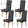 Dioxide Coprisedie con Schienale Elastico Copri Sedia da Cucina Tessuto Jacquard Waterfroof, Universali Coprisedia Elasticizzati, Moderno Fodera Sedia per Soggiorno,Cucina,Casa (Nero,4PC)