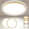 Yexati Plafoniera LED Soffitto 40CM 32W 4000LM Lampada da Soffitto, 6000K/4000K/3000K IP54 Impermeabile Rotonda Plafoniere per Soggiorno Bagno Cameretta Cucina Seminterrato Ufficio, Finto legno Confezione 2