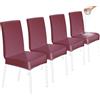HOZKUY Set di 4 coprisedie elasticizzati in finta pelle, impermeabili, con schienale alto, lavabili, universali, per sala da pranzo, cucina, hotel, ristorante, casa, matrimoni, colore: rosso