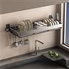 Generic Scolapiatti da parete in acciaio inox con vassoio antigoccia, scolapiatti da cucina a 1/2 livello per piatti, ciotole, utensili e coperchio della pentola (dimensioni: 70 cm, colore: strato singolo)