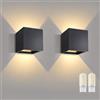 Voltix 2 Pezzi Applique da Esterno IP65 6W G9 - Nero, Luce Calda 3000K | lampada parete moderna cubo alluminio luce up down giardino balcone terrazza ingresso portico facciata lampadine sostituibili