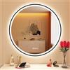 STARLEAD 70cm Nero Specchio-Rotondo-Bagno-con-Luce e Bluetooth, Specchiera-Bagno-LED con Antifog, Dimmerabile, 3 Colori Luce, Memoria, HD Vetro Temperato, IP44, Cornice non Metallica