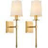 OOWOKS Lampade da Parete in Oro Lampade da soggiorno Moderna Applique da parete in Metallo e Tessuto Lampada da Comodino Interno Lampada a Specchio Bagno Lampada a Muro E27 con Paralume in Tessuto Applique