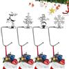 TNBRUA 4 Pz Ganci di Natale Porta Calze, Antiscivolo Supporto per Calza di Natale, per Mensola del Camino Clip di Calze di Natale 4 Stili Impugnature Metallo Antiscivolo per Calze da Camino(Argento)