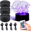 SUNOYA Attacco a LED, 4 pezzi, attacco luminoso 3D con telecomando, luce notturna a LED 3D, 16 colori, base LED regolabile per vetro acrilico, camera da letto, soggiorno, bar, negozio, colore legno (B