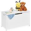 Relaxdays Cassapanca Bambini, Baule Portagiochi da Cameretta, Contenitore con Coperchio, MDF, HLP 45x80x40 cm, Bianco