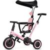 moovkee. Triciclo Bambini Evolutivo 6 in 1 - Bicicletta Bambini da 1 a 5 Anni - Triciclo per Bambini fino 25 kg con Cappottina Pieghevole, Cintura, Sella Regolabile, con o Senza Pedali