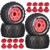RcThjia MX28 Pneumatici da 2,8 pollici e ruote pre-incollati All-Terrain MT pneumatici con esagoni da 12 mm/14 mm - 1/10 Scala RC pneumatici per camion ARRMA Big Rock, Granite, Senton, Vorteks, Traxxas Slash