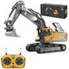 YESHIN Escavatore Telecomandato, 1:20 RC Escavatore in Metallo, Giocattolo Veicolo da Cantiere con Telecomando 2.4GHz, Rotazione a 680°, Luce e Suono, Ricarica USB, Regalo di Compleanno per Bambini