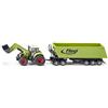 Siku 1949, Trattore Claas Axion con caricatore frontale, Rimorchio dolly e cassone ribaltabile, 1:50, Metallo/Plastica, Verde, Benna mobile e braccio oscillante