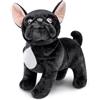 Wonder Sprout Peluche Bulldog super morbido da collezione peluche Interessante cane compagno per coccole pisolini e decorazioni per la casa regalo per bambini Halloween Natale bambine e bambini - 28cm Nero