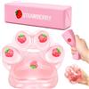 Henjunu Burro Squishy Strawberry + zampe di gatto Squishy, burro Squishy | Giocattolo Squishy a forma di zampa di gatto, rosa e fragola, giocattolo da spremere per bambini e adulti